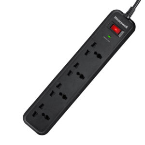 Honeywell 4 out surge protector with master switch – Black
